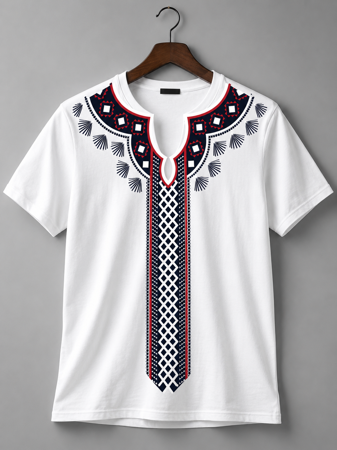 Kurta Neck Graphic Black T-Shirt