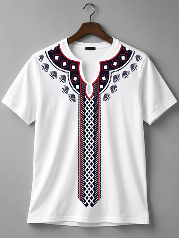Kurta Neck Graphic Black T-Shirt