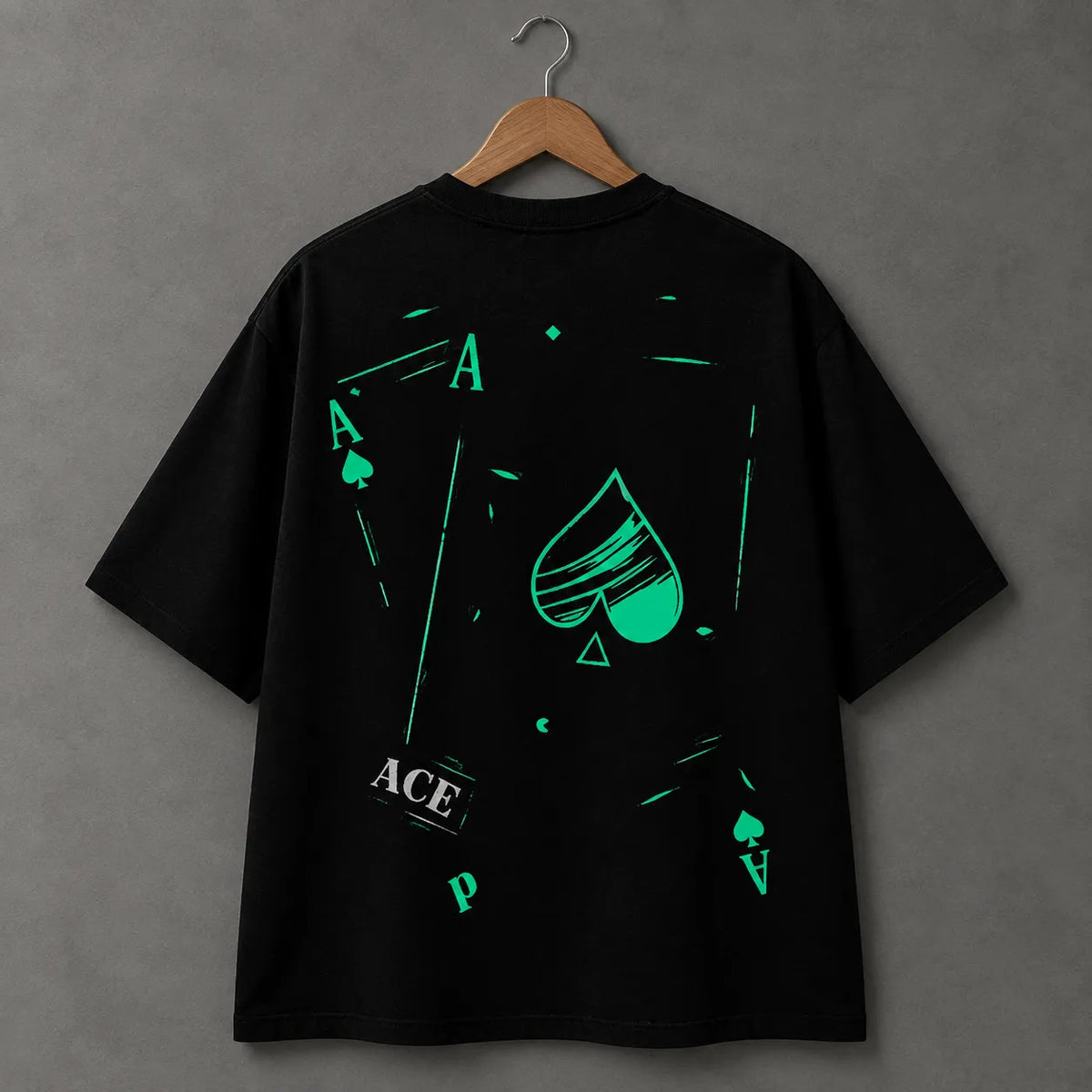 Teal Ace Graphic Black T-Shirt