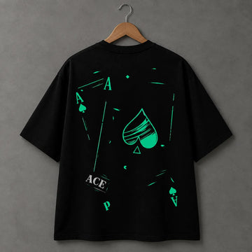 Teal Ace Graphic Black T-Shirt