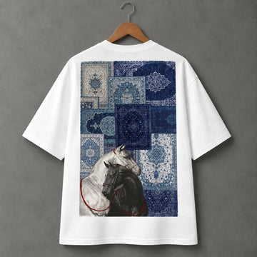 Blue Persian Rug Horse T-Shir
