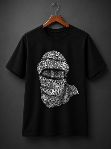 Arabic Mask Graphic Black T-Shirt