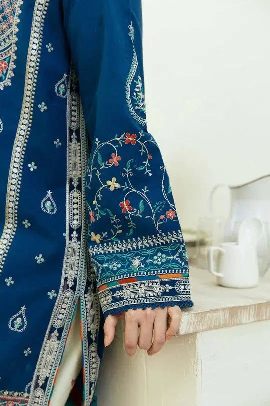 3 Piece Embroidered Lawn Shirt and Trouser with Printed Poly Lawn Dupatta ZS-50