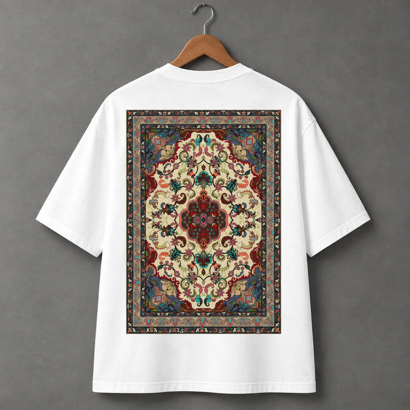 Persian Rug Print on White T-Shirt