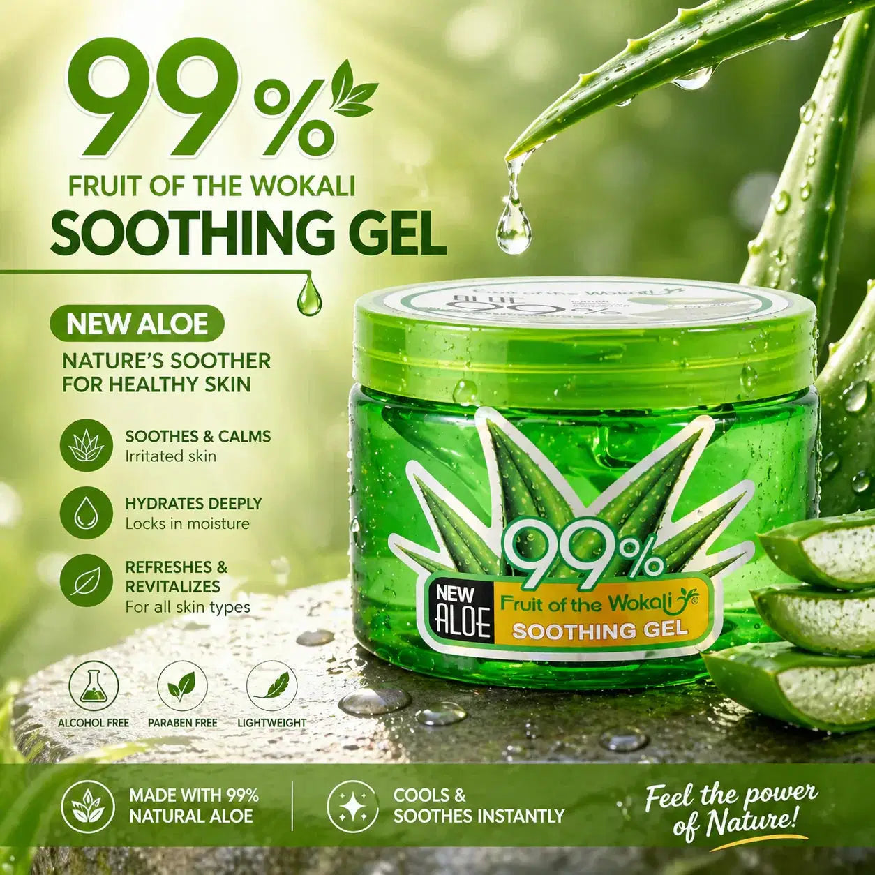 99% Aloe Vera Soothing Gel for Face & Body – Hydrating, Cooling & Skin Repair Moisturizer