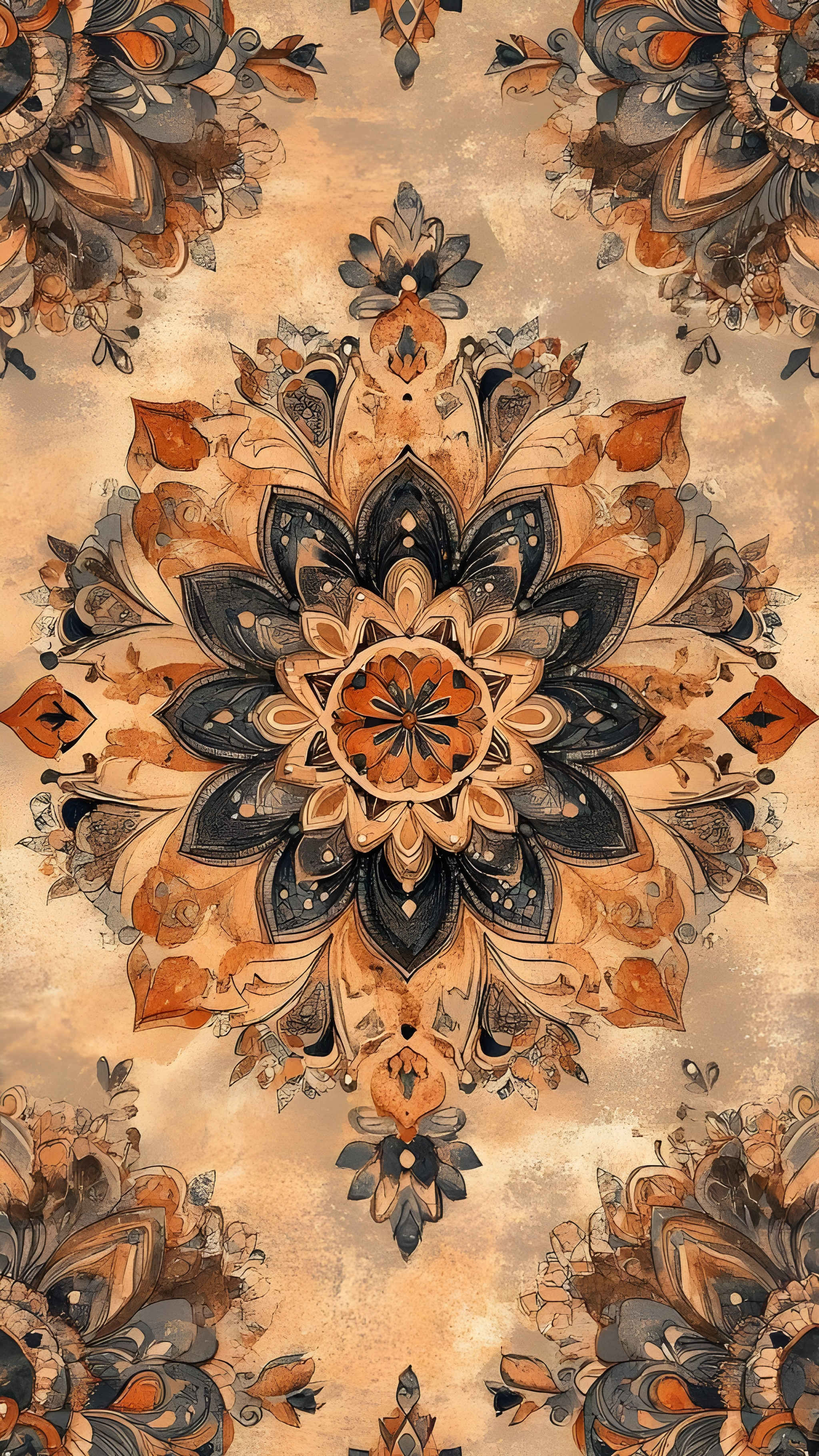 ⭐ Golden Lotus Mandala DTF Printed